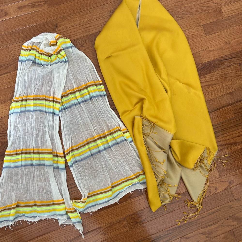 Bundle 2x Scarves. Gold Yellow and Striped